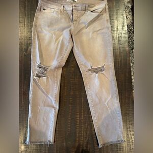 Distressed Light Gray/tan Jeans